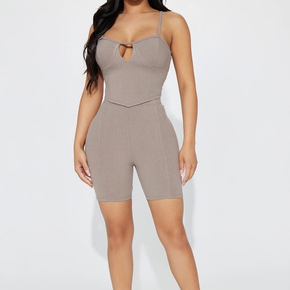 Helen Heavy Rib Short Set - Mocha - Picture 2 of 6